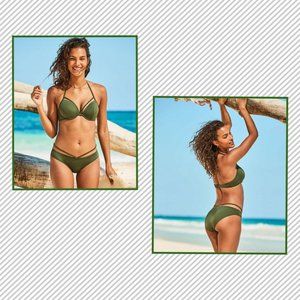 Adore Me Kanoa Olive strappy caged 30A XS bikini